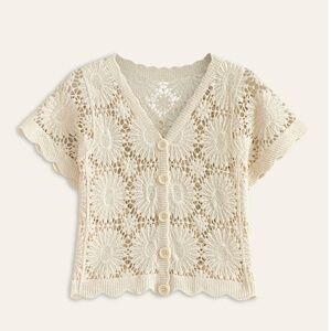 Rebellion Crochet Floral Button Front Cardigan